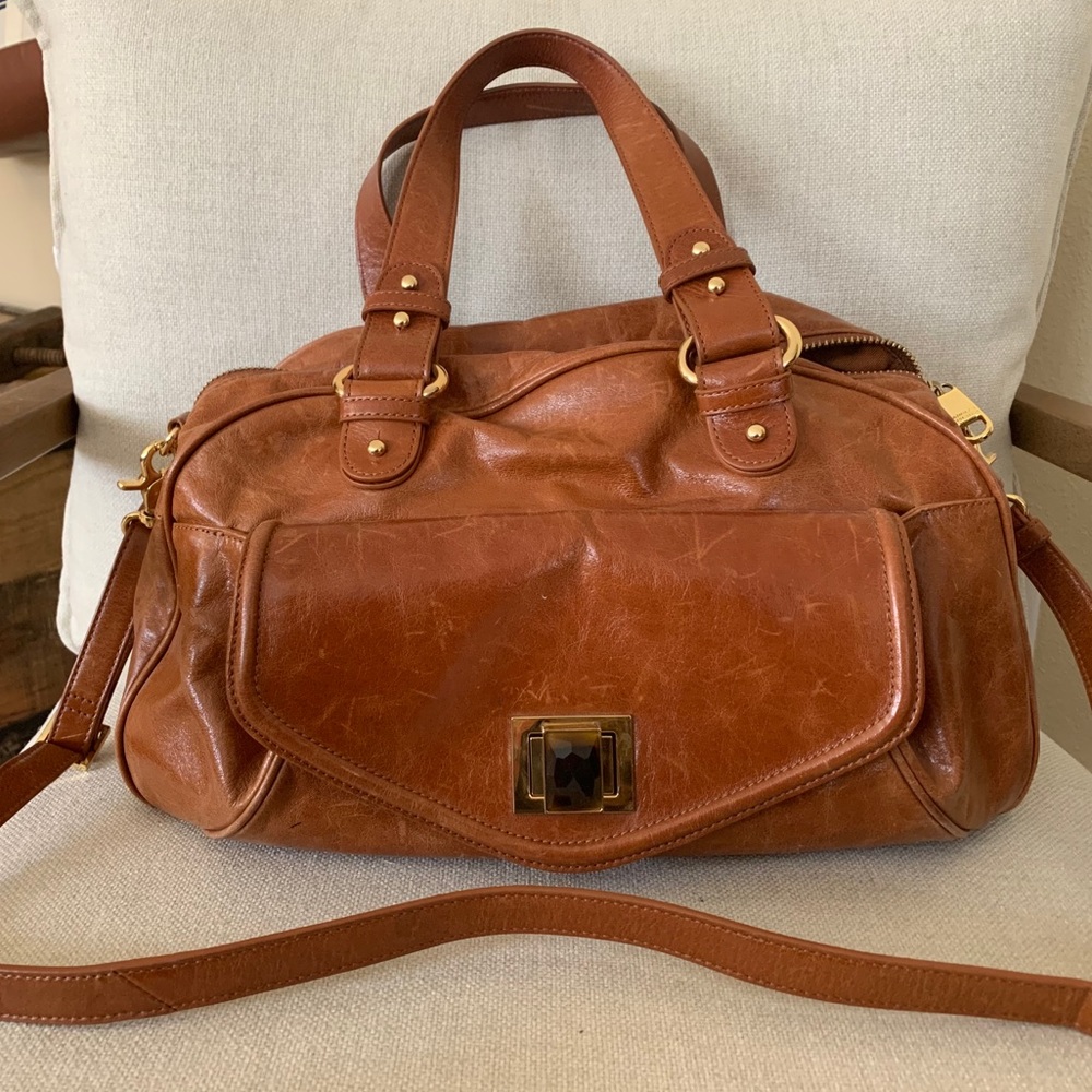 Badgley Mischka large Brown Leather Satchel